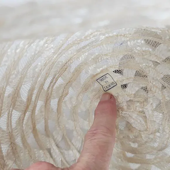 VTG 1970s wide brim sheer Hat crisscross  prairie cottage boho bridesmaid - Picture 10 of 10